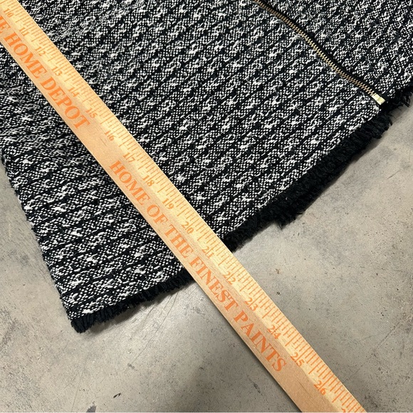 J Crew Tweed Zip Up Moto Jacket Black Fringed Size 8 - Picture 6 of 9